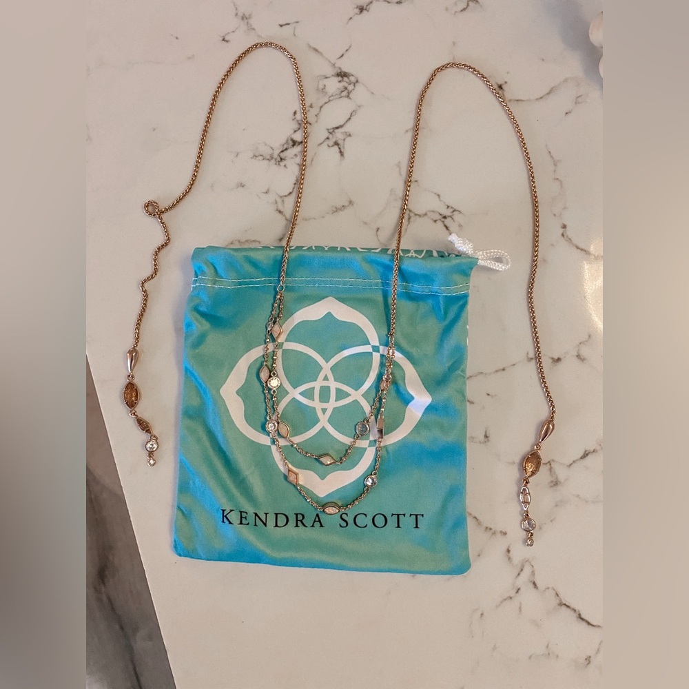 Kendra Scott Emelina Lariat Necklace in Rose Gold